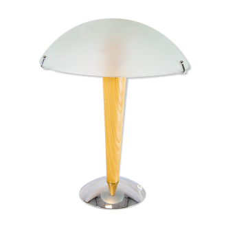 Lampe champignon vintage ère spatiale en verre gravé