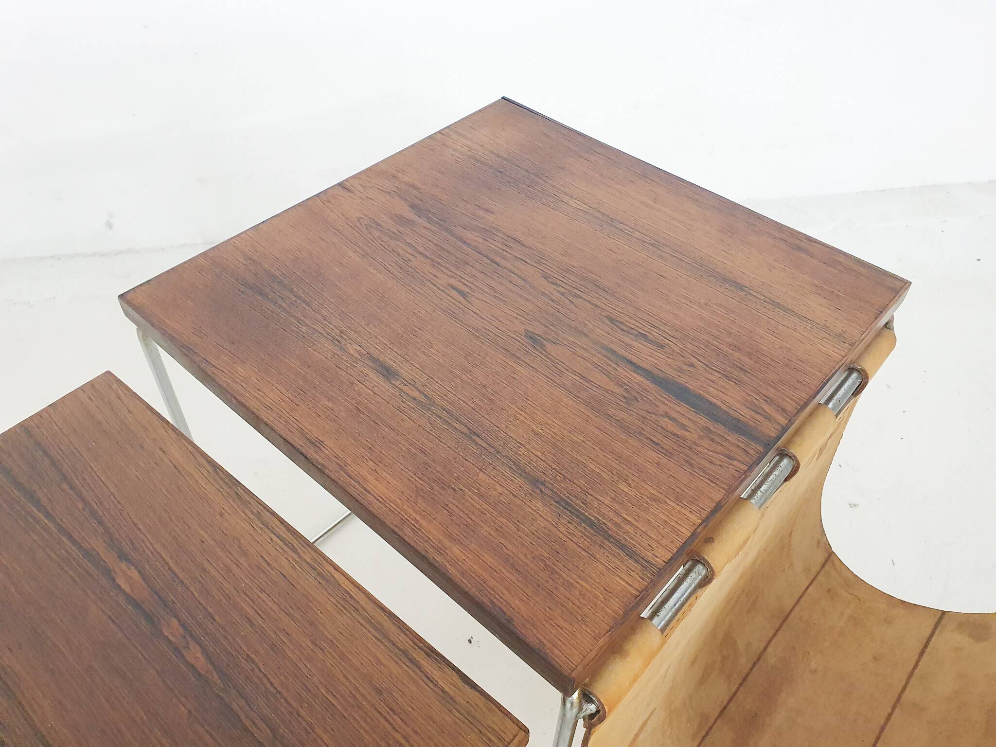 Mid-century rosewood and leather mimiset by Brabantia, The Netherlands 1950