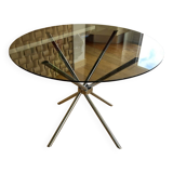 Round smoked glass table, 1970