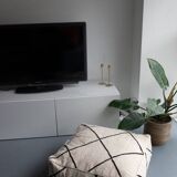 Moroccan handmade kilim pouf - 100% wool and cotton - black and white Beni Ourain style