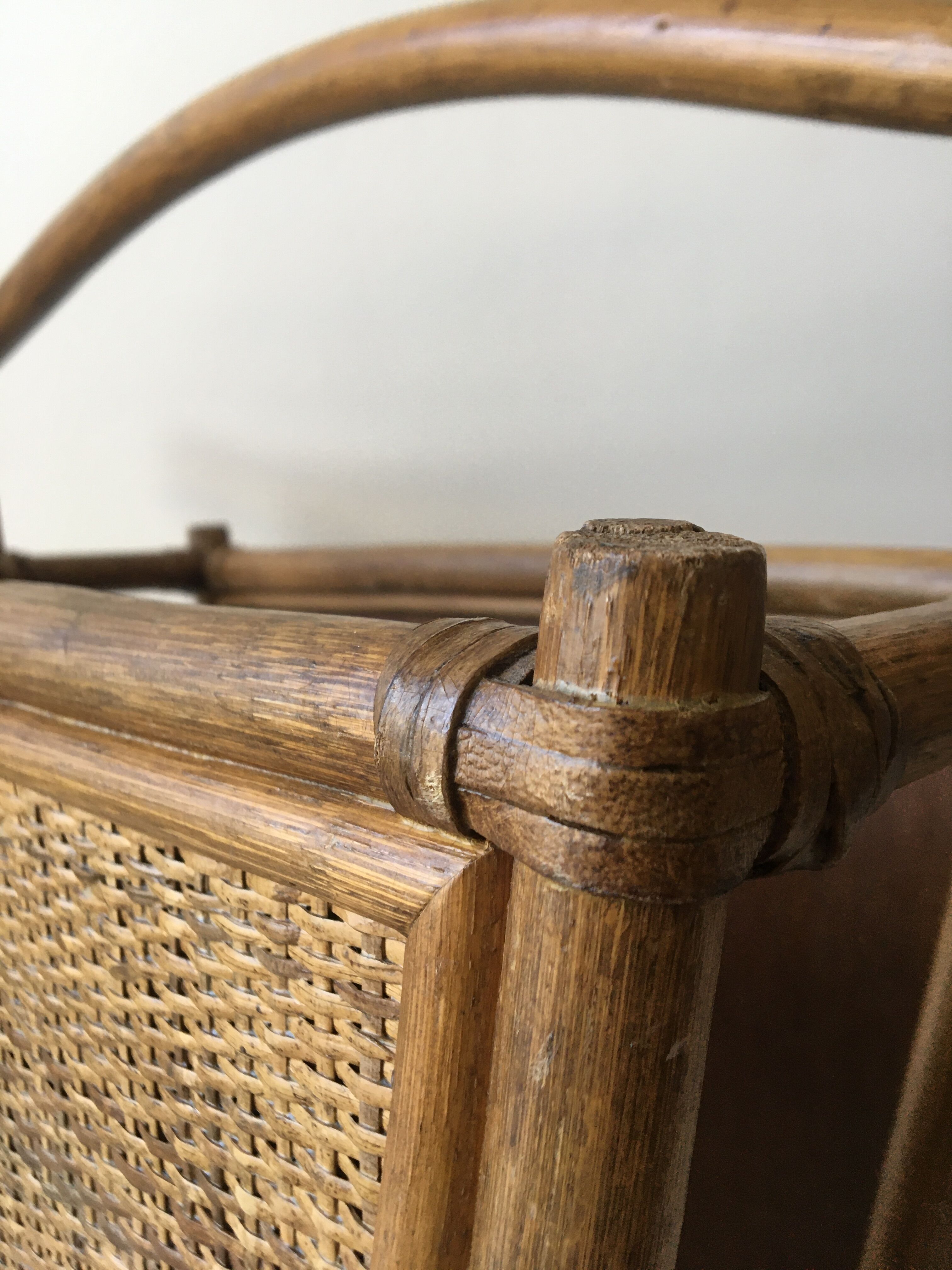 1960s rattan magazine rack