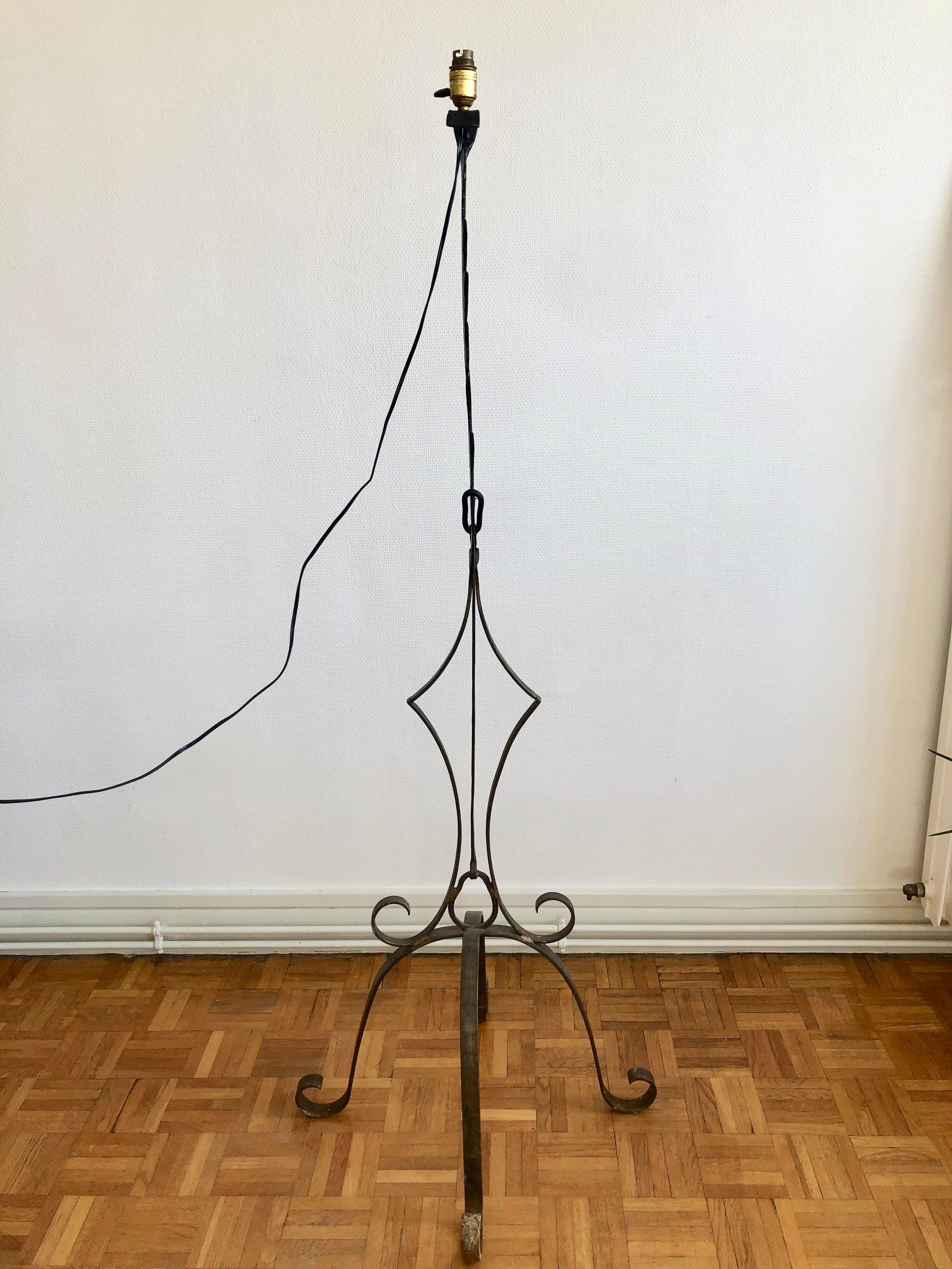 Brutalist wrought iron lamp post base Marolles workshop