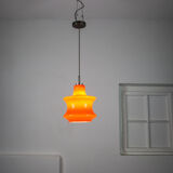 Suspension en verre orange du milieu du siècle
