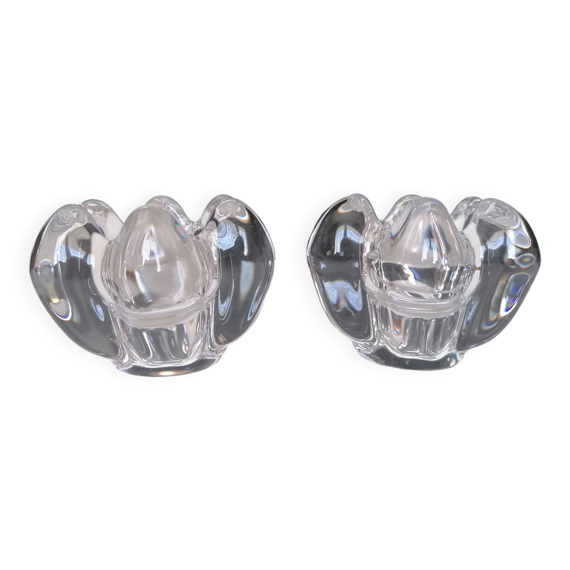 Duo de bougeoirs en cristal de Vannes-le-Chátel