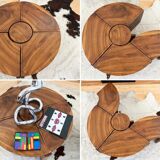Modular "nuclear" bench + 5-piece coffee table 1940s