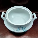 White porcelain soup tureen FD Chauvigny France, forget-me-not motif