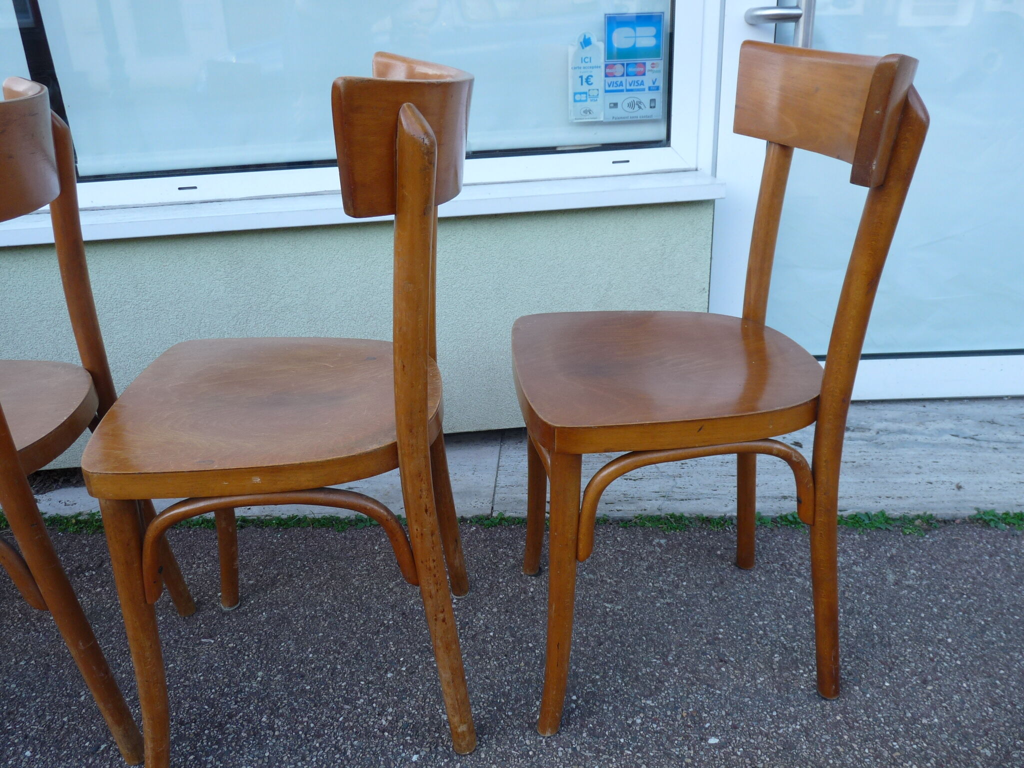 Lot de 6 chaises de bistrot bar en bois