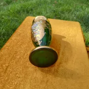 Bohemian Crystal Emerald Green Vase with 24K Gold Encrusted Floral Design