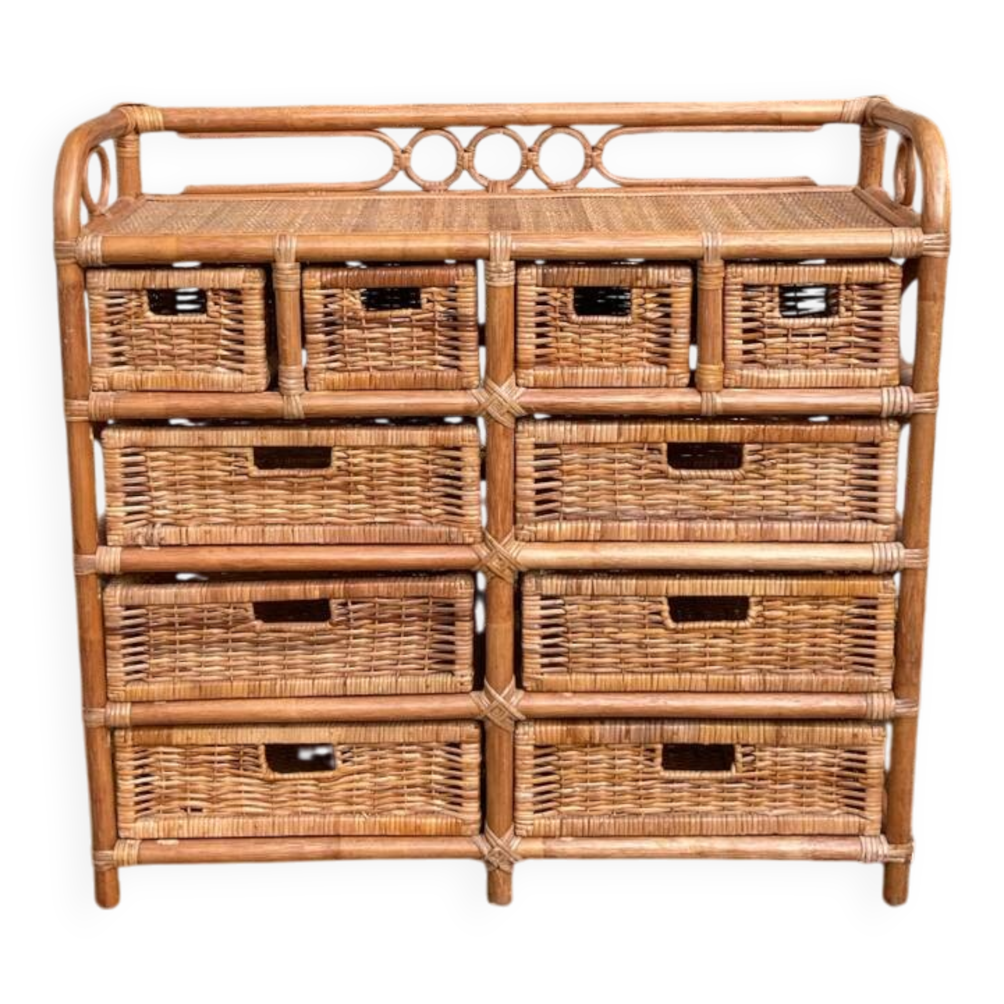 Vintage rattan chest of drawers