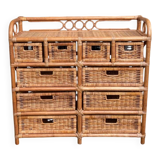 Vintage rattan chest of drawers