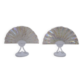 Paire de lampes de table postmodernes en verre de Murano irisé italien, années 1980
