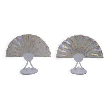 Paire de lampes de table postmodernes en verre de Murano irisé italien, années 1980