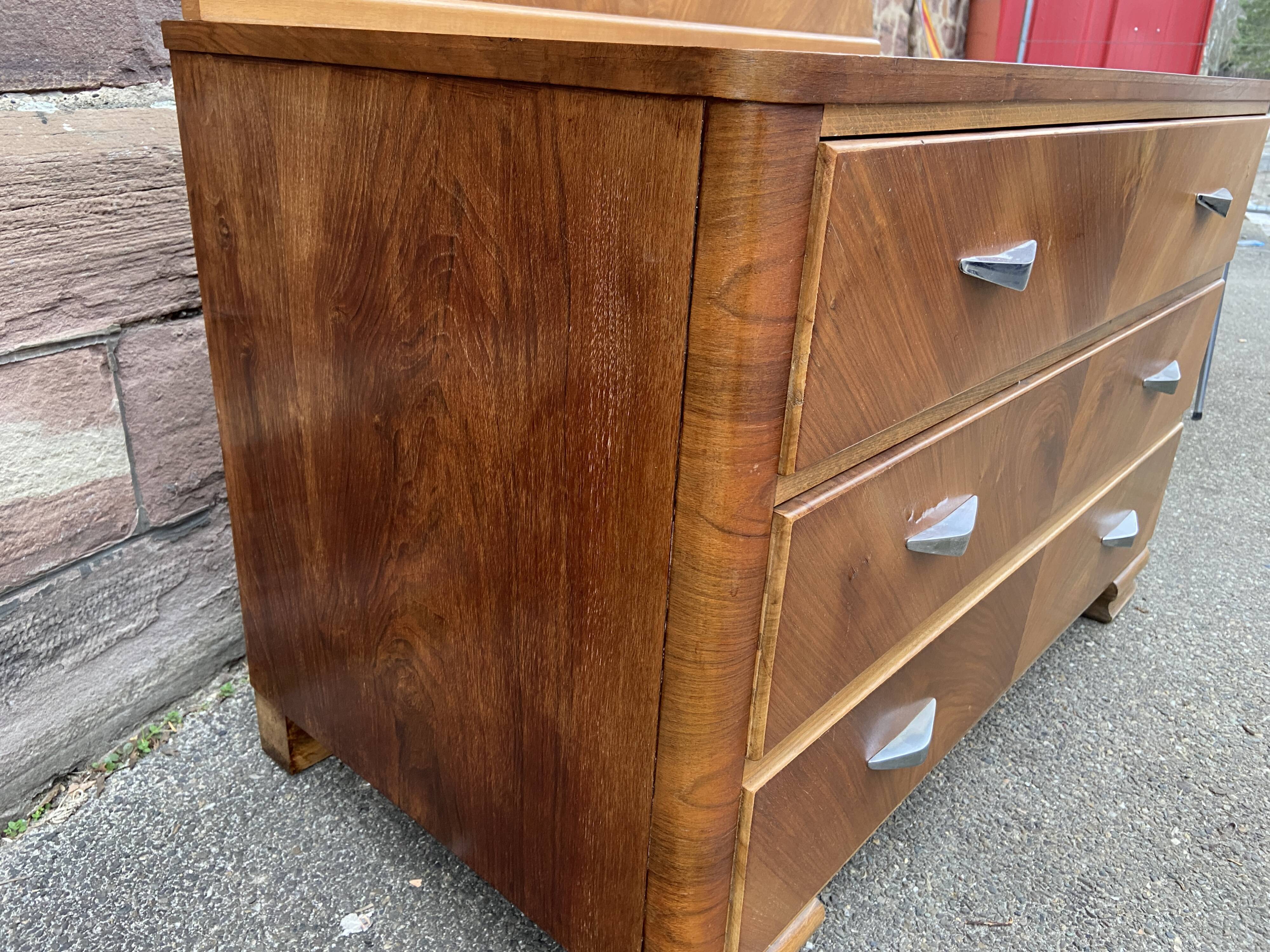 Commode ART DECO vintage walnut 1950