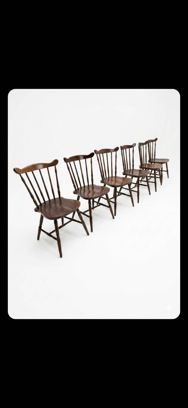 6 chaises western en hêtre des années 60