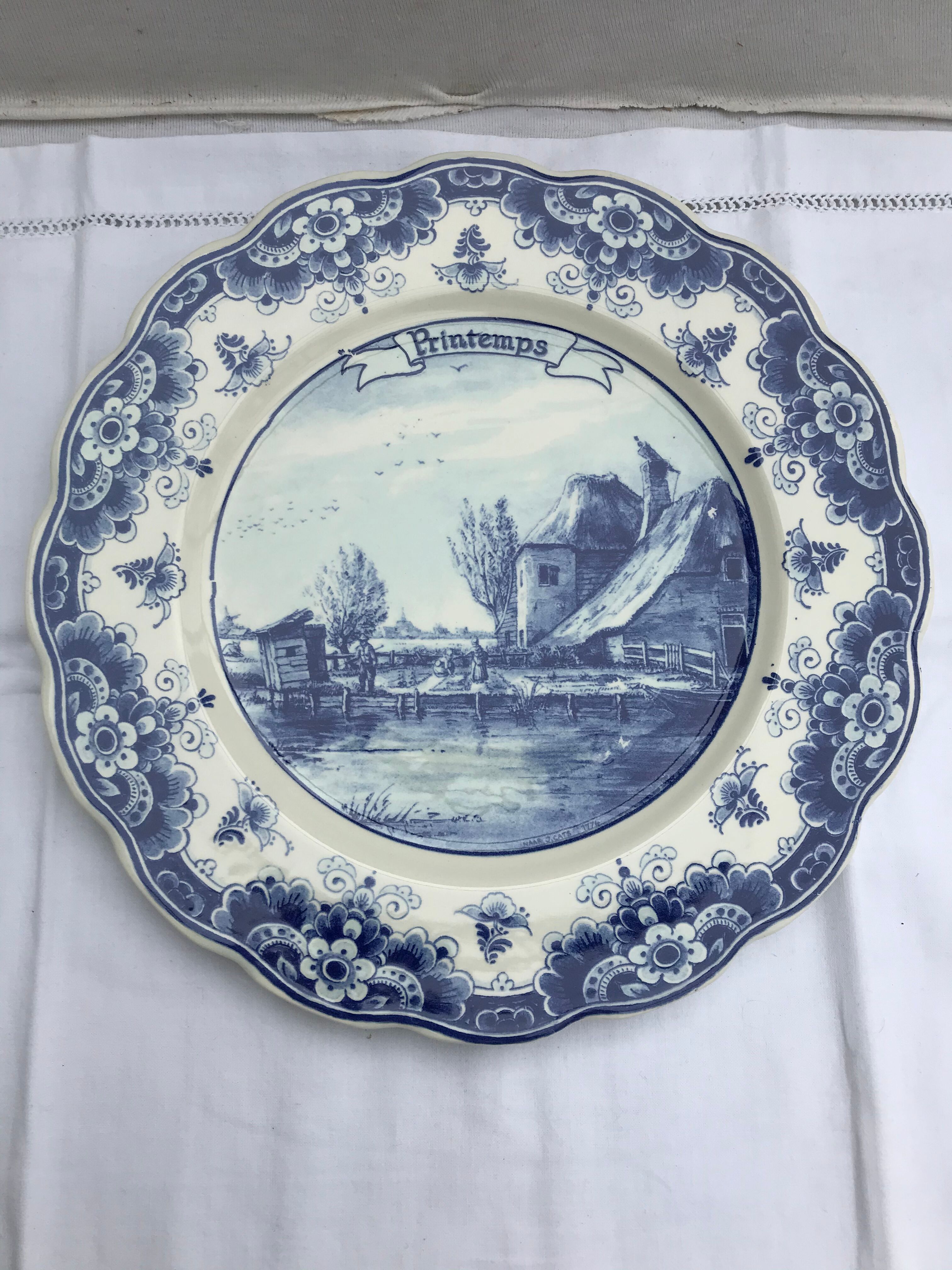 Former delft plat printemps heineken 1990 ceramics white - vintage blue