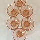 6 coupelles en verre moulé rose vintage