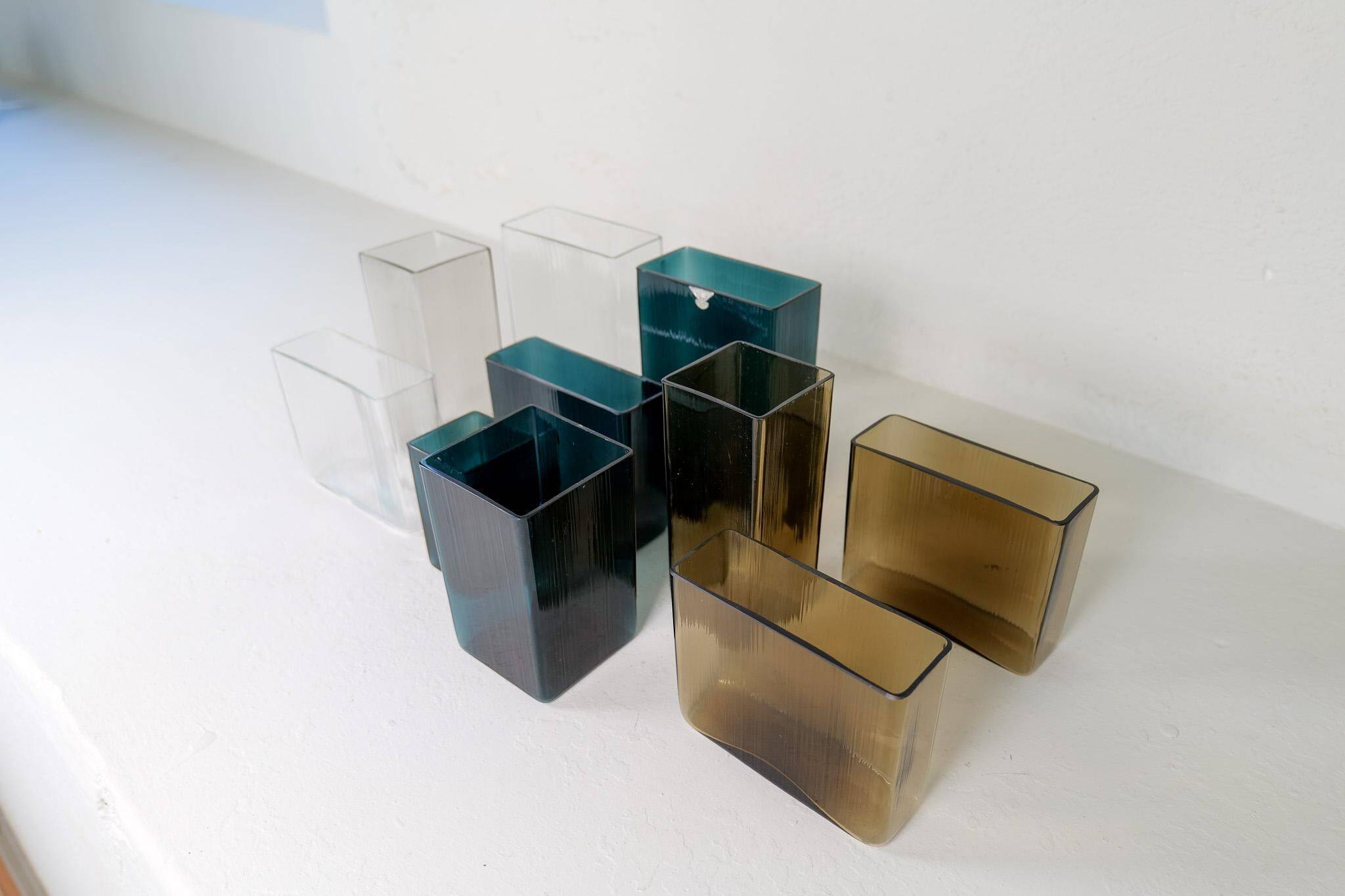 Midcentury Modern collection of ten "Ice" vases by Gullaskruf, Sweden, 1960s.