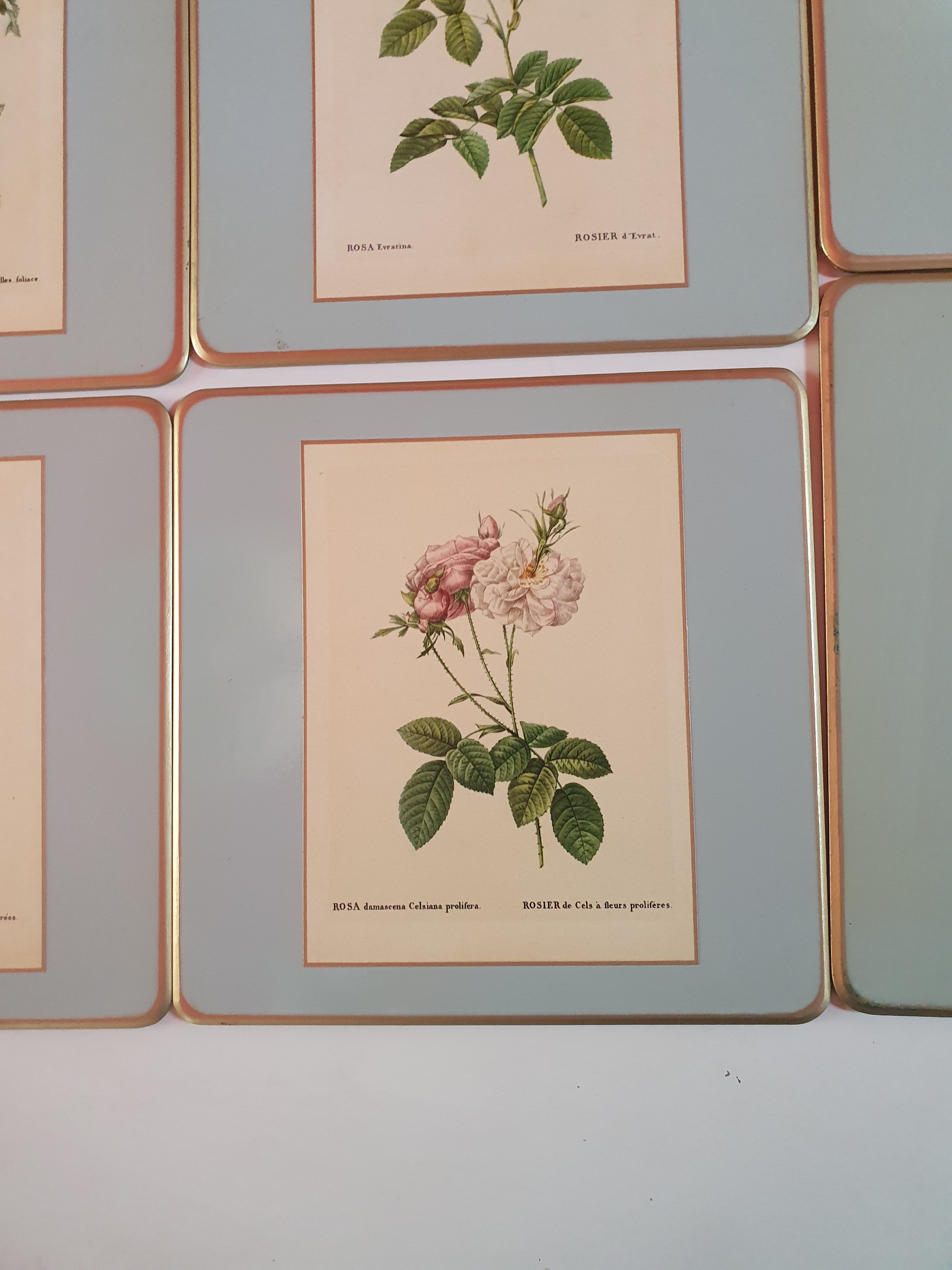 Set of 6 coasters, 6 plates coasters and 2 vintage pimpernel acrylic trivets