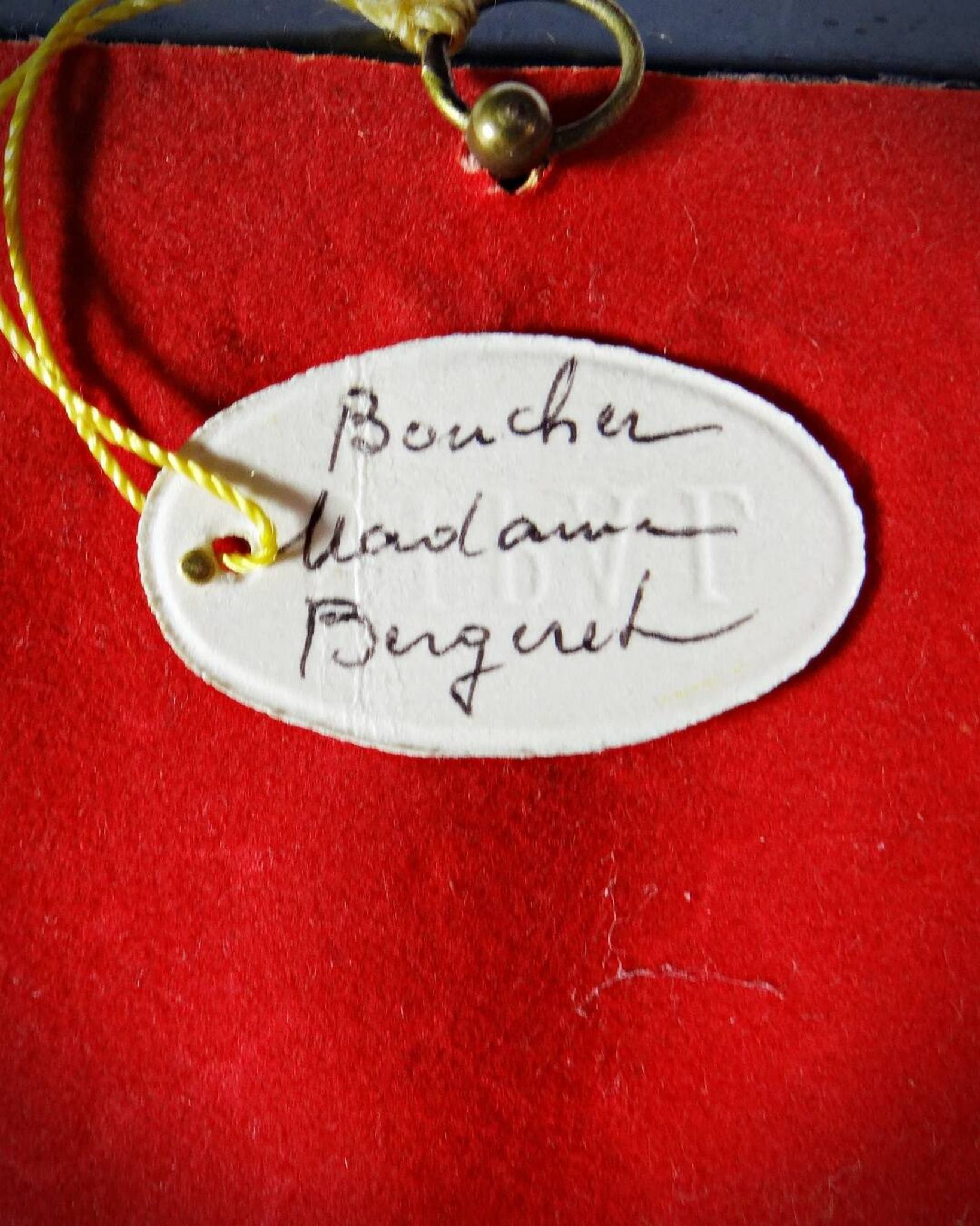 Miniature portrait of Madame Bergeret by Bouchet, hand-painted gouache, 19th century