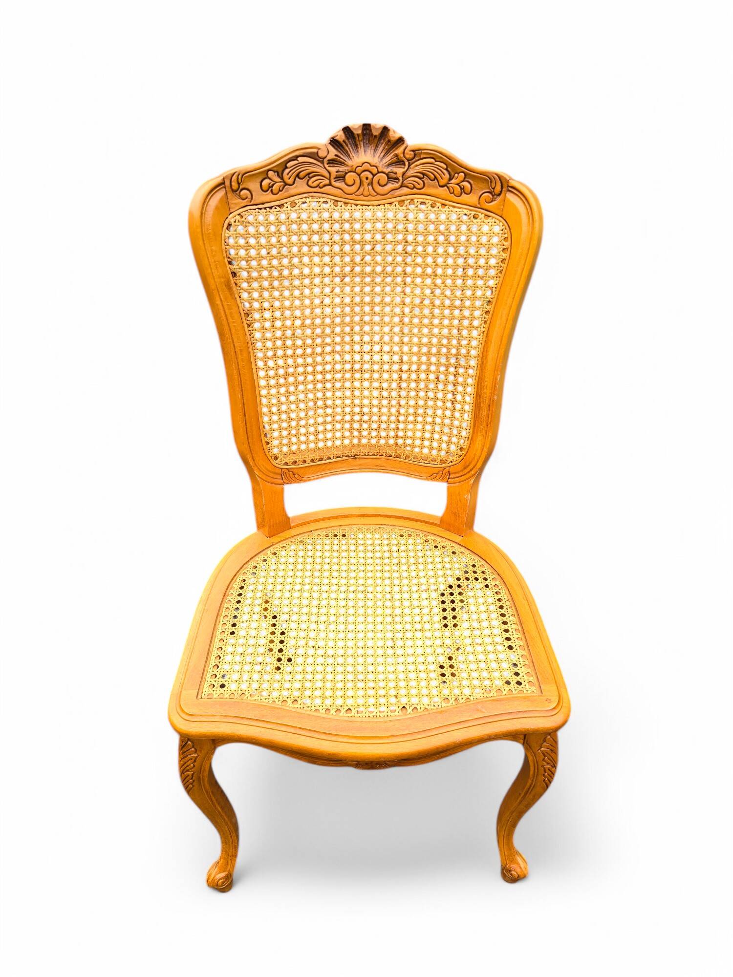 6 Louis XV style chairs in cherry wood and cane