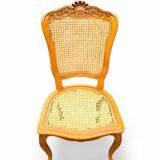 6 chaises de style Louis XV en merisier et cannage