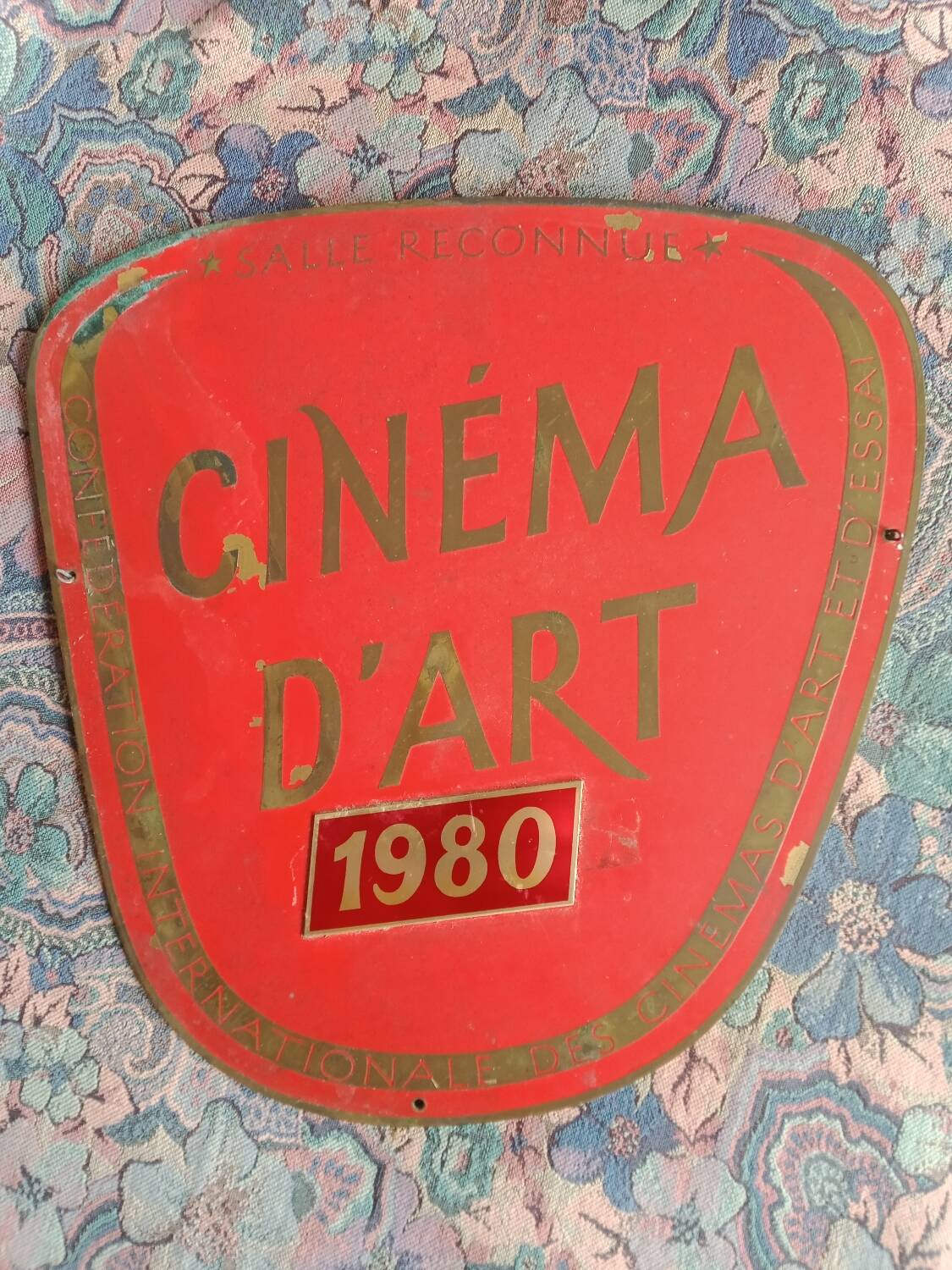 Brass art cinema plaque