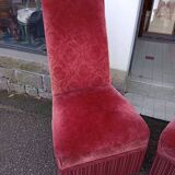 Pair of 2 Napoleon III Second Empire Boudoir Chairs, Red.