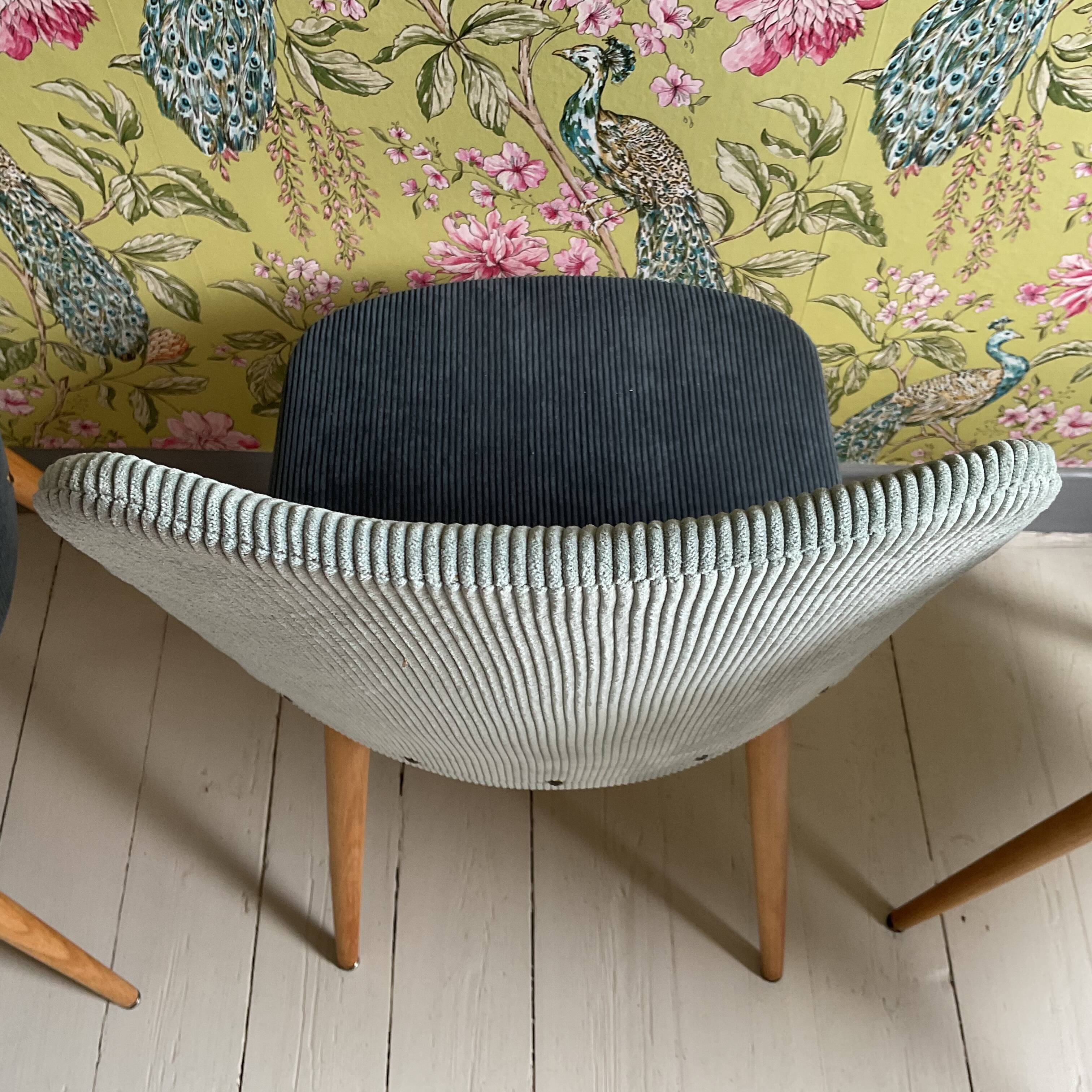 Trio of Scandinavian velvet chairs