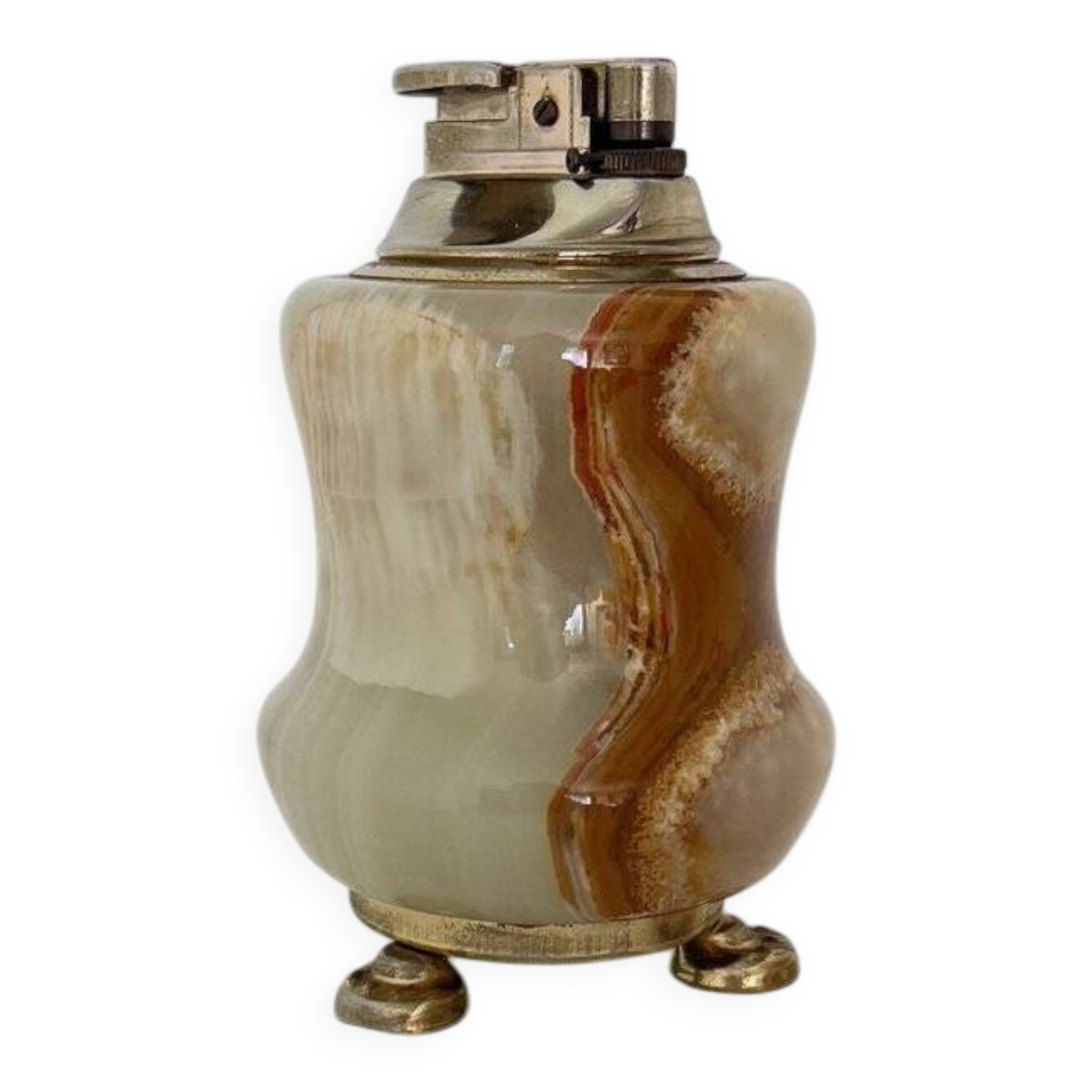 Green onyx table lighter, Italy, 1970s