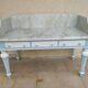 Vanity unit, wooden and marble dressing table in Louis XVI style.