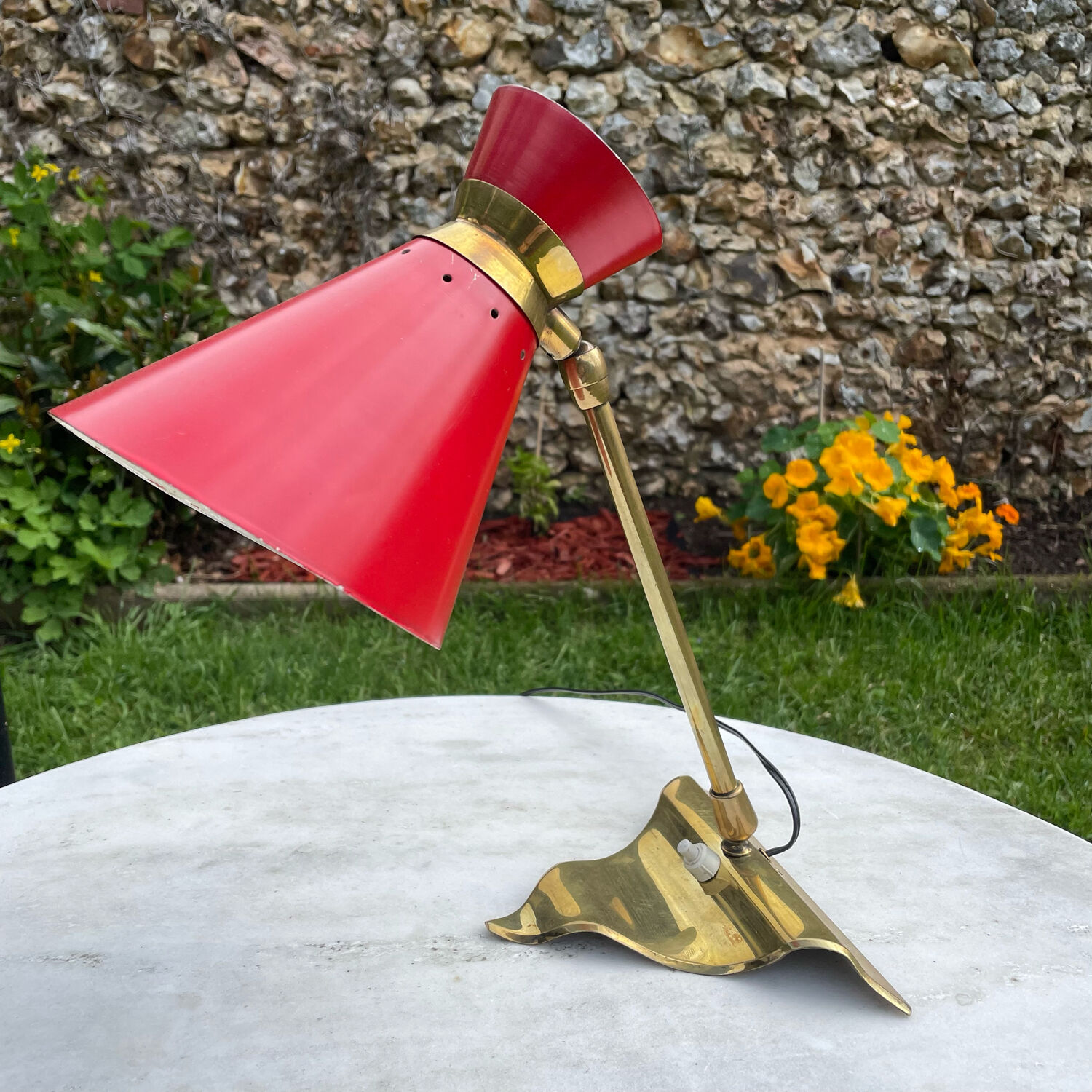 Vintage brass wall lamp 1950