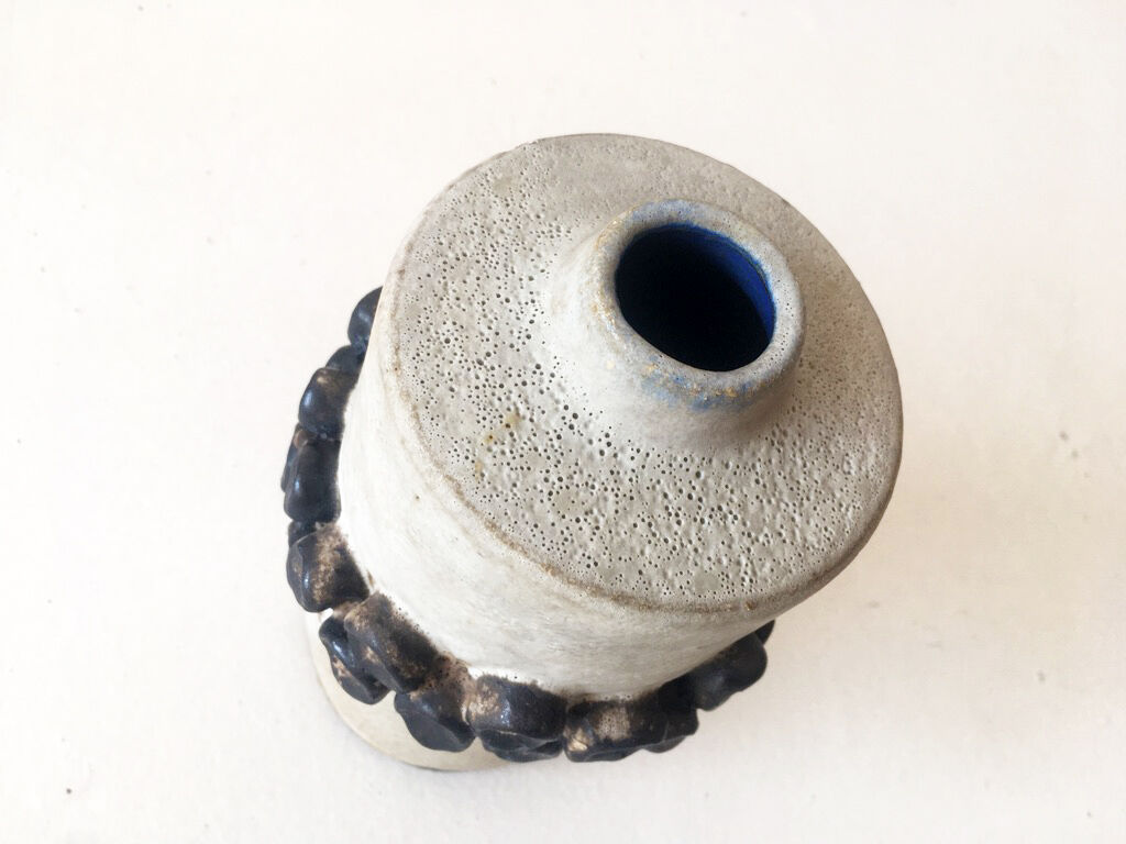 German ceramic vase with blue interior, 1970s