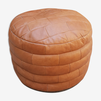 1970 leather patchwork ottoman