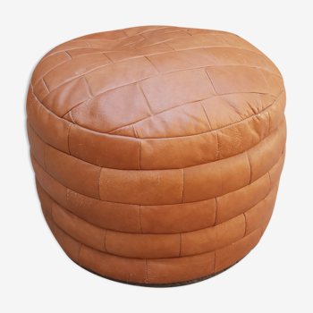 Pouf en patchwork de cuir 1970