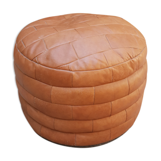 Pouf en patchwork de cuir 1970