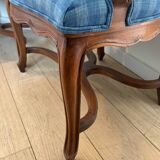 Two Regency-style caned armchairs with upholstered seats
