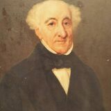 Portrait d'un vieillard, Grande huile sur toile, XIXe siècle, encadrée
