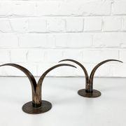 Pair of Lily brass candle holders, Ystad Metall, Sweden, design Ivar Ålenius Björk