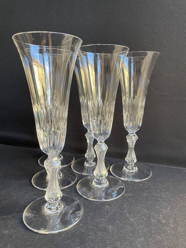 6 Saint Louis champagne flutes cut Lozère service stamped