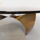 Table basse hélice vintage Propeller de Knut Hesterberg en acier et verre fumé des années 60