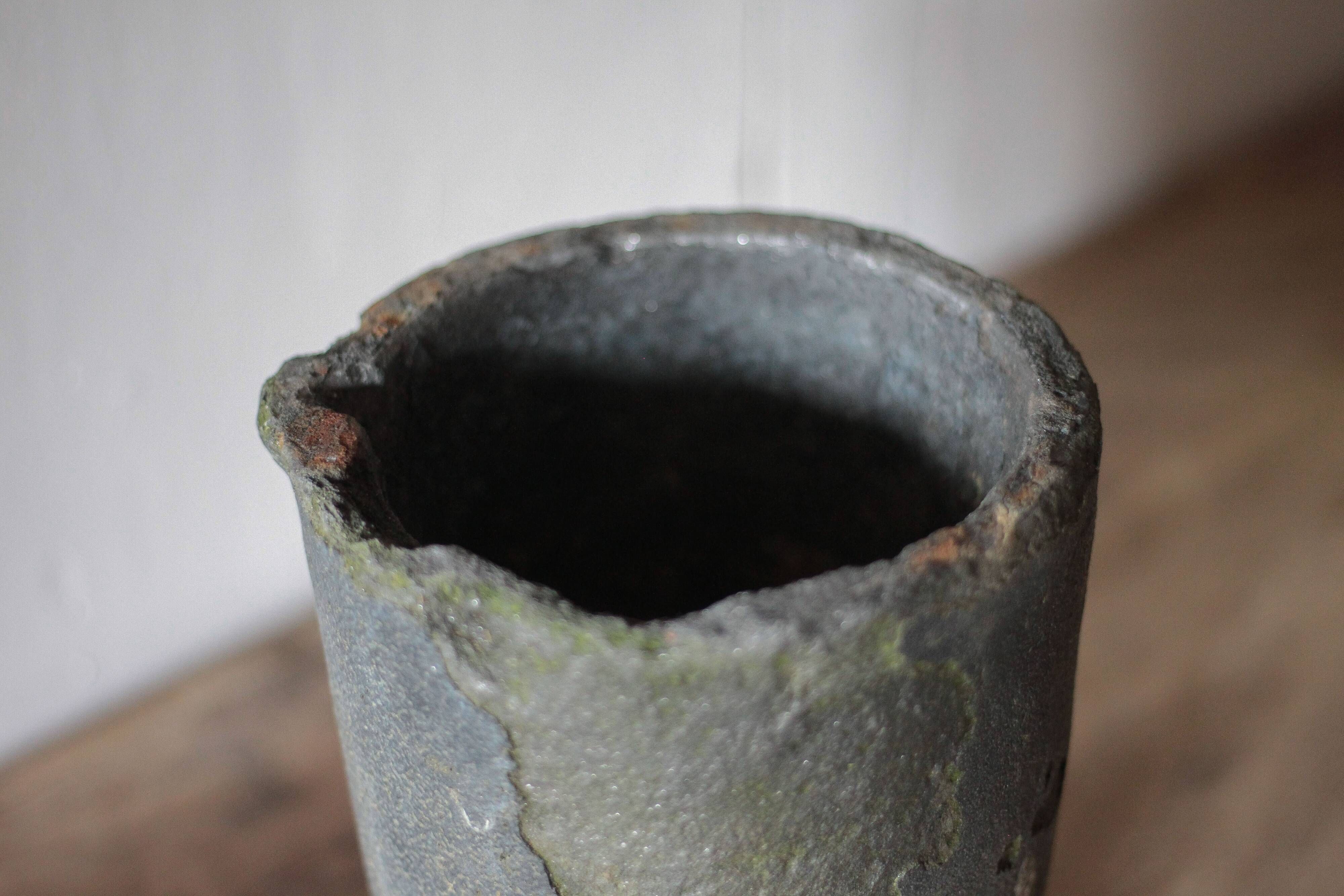 Old foundry crucible, plant pot, planter, cache pot, decoration