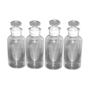Lot de 4 flacons de pharmacie ou bouteilles de laboratoire en verre 500ml