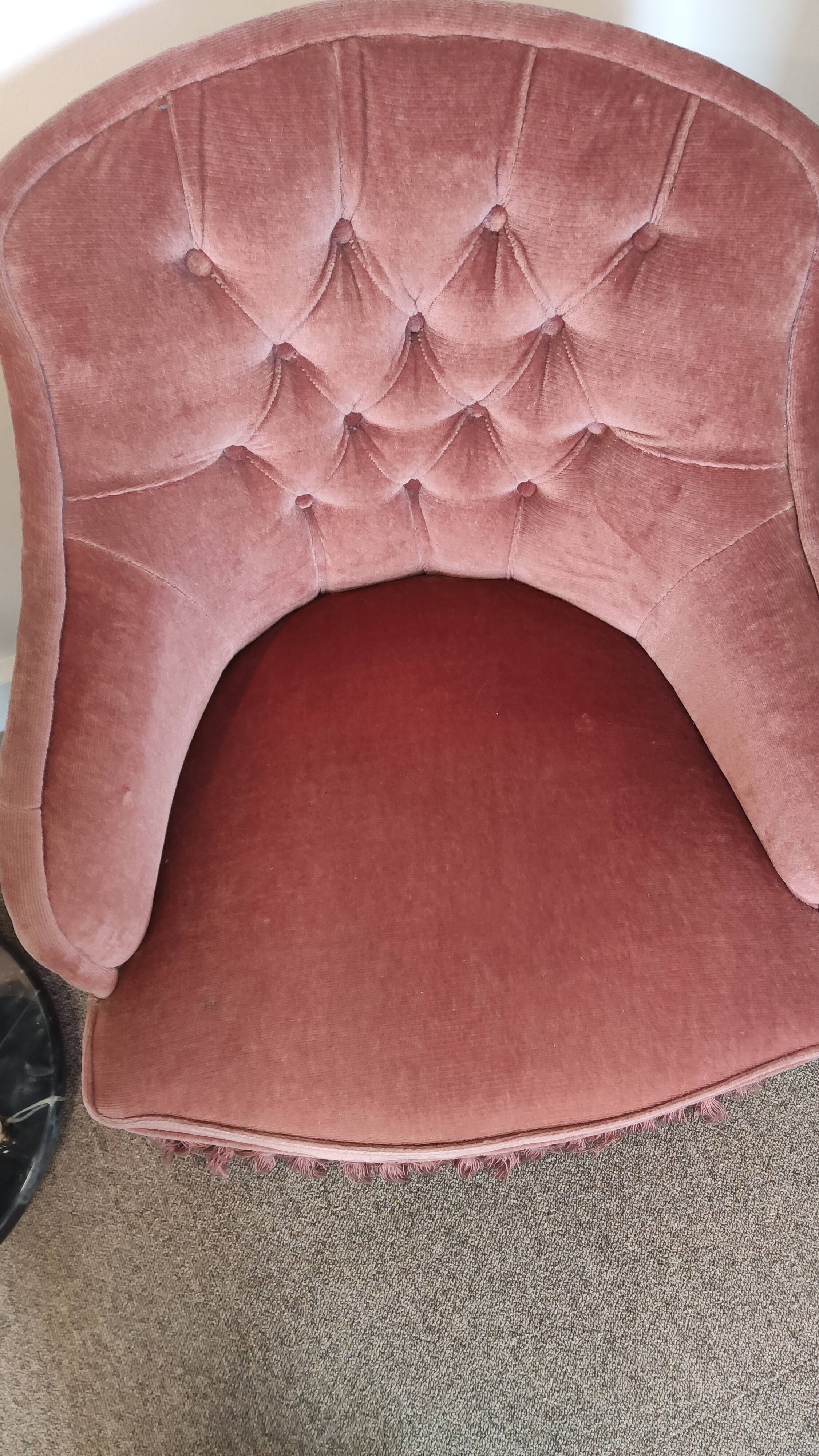 Pair of padded old pink armchairs