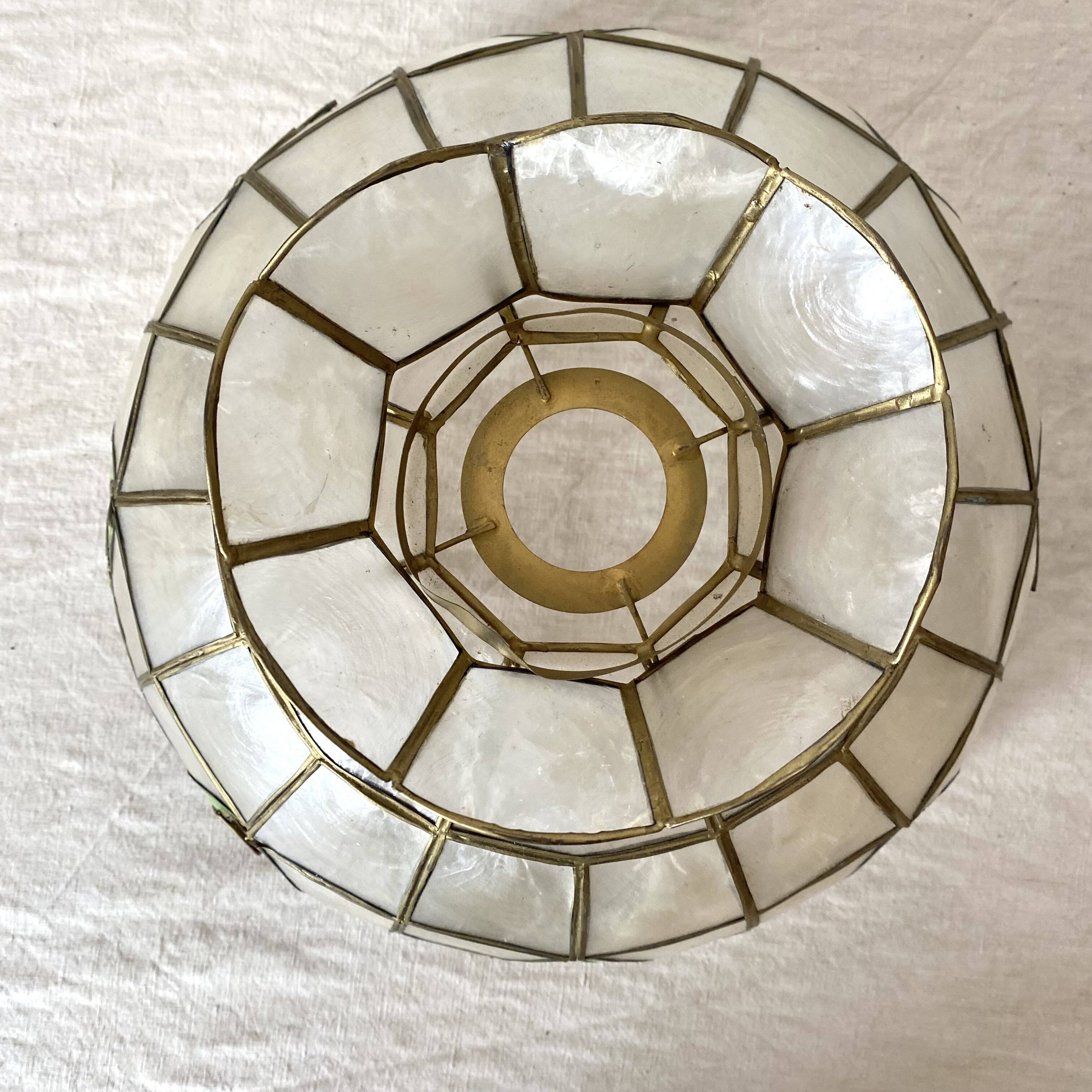 Suspension in mother-of-pearl and vintage brass, fruit decoration