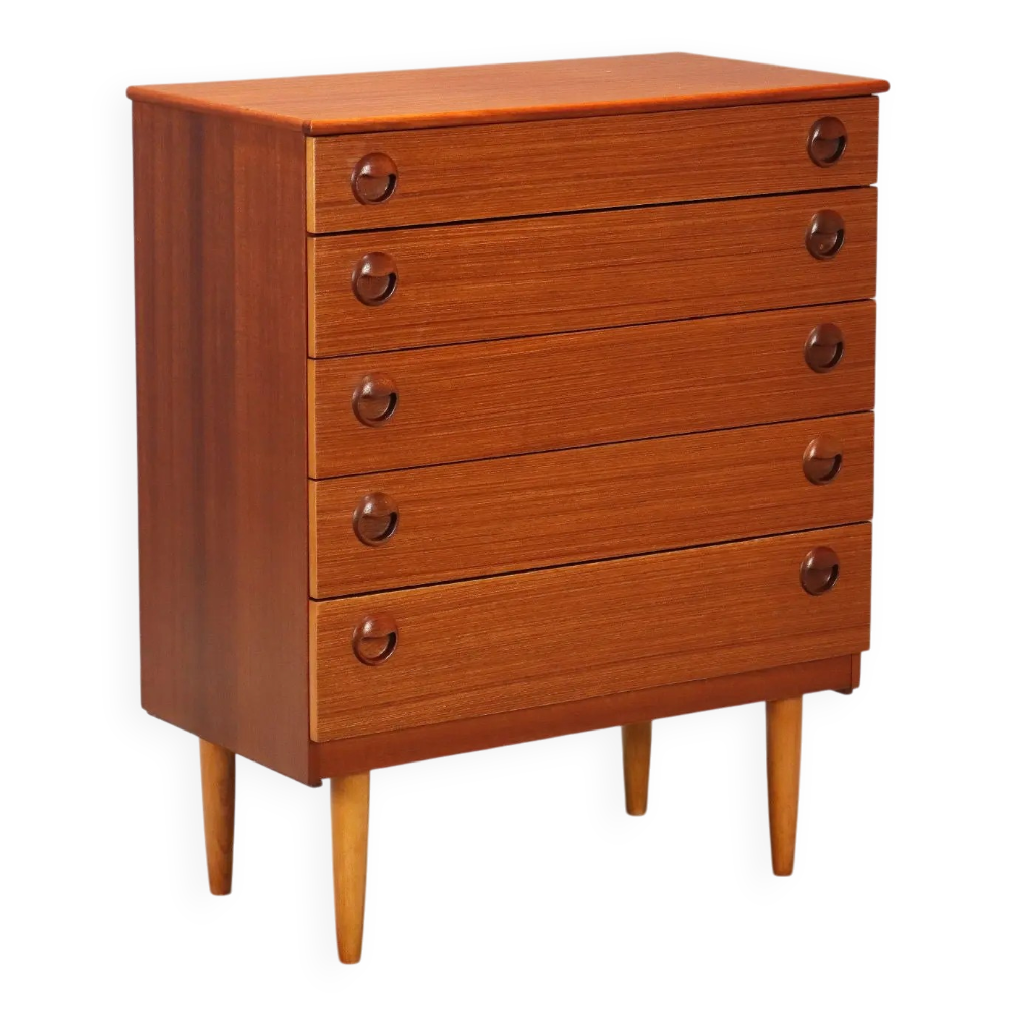 Vintage teak veneered chest of drawers, Northern Europe, 1960s.