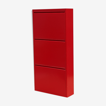 Red metal shoes storage cabinet