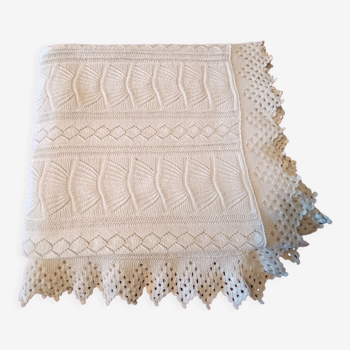 Couvre-lit ou plaid crochet coton