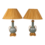Pair of lamps in celadon porcelain and bronze, circa 1880