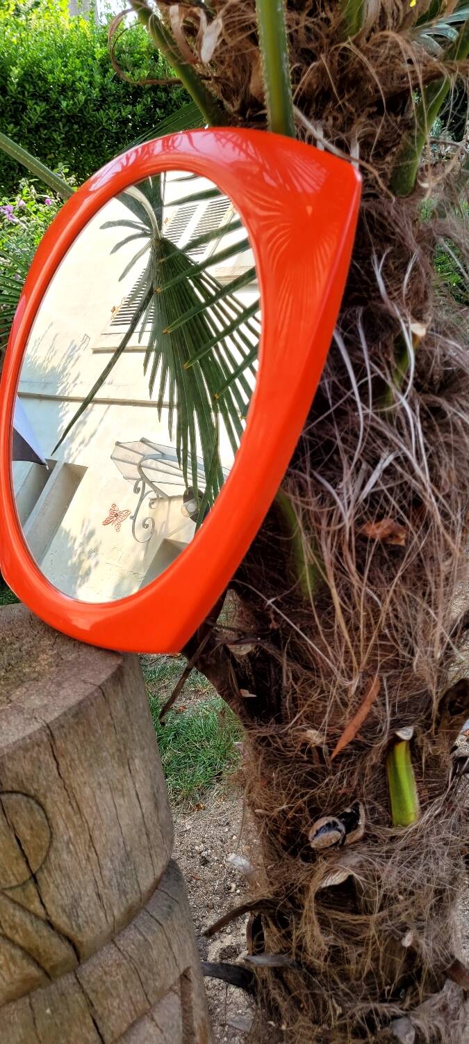 Miroir vintage orange années 70