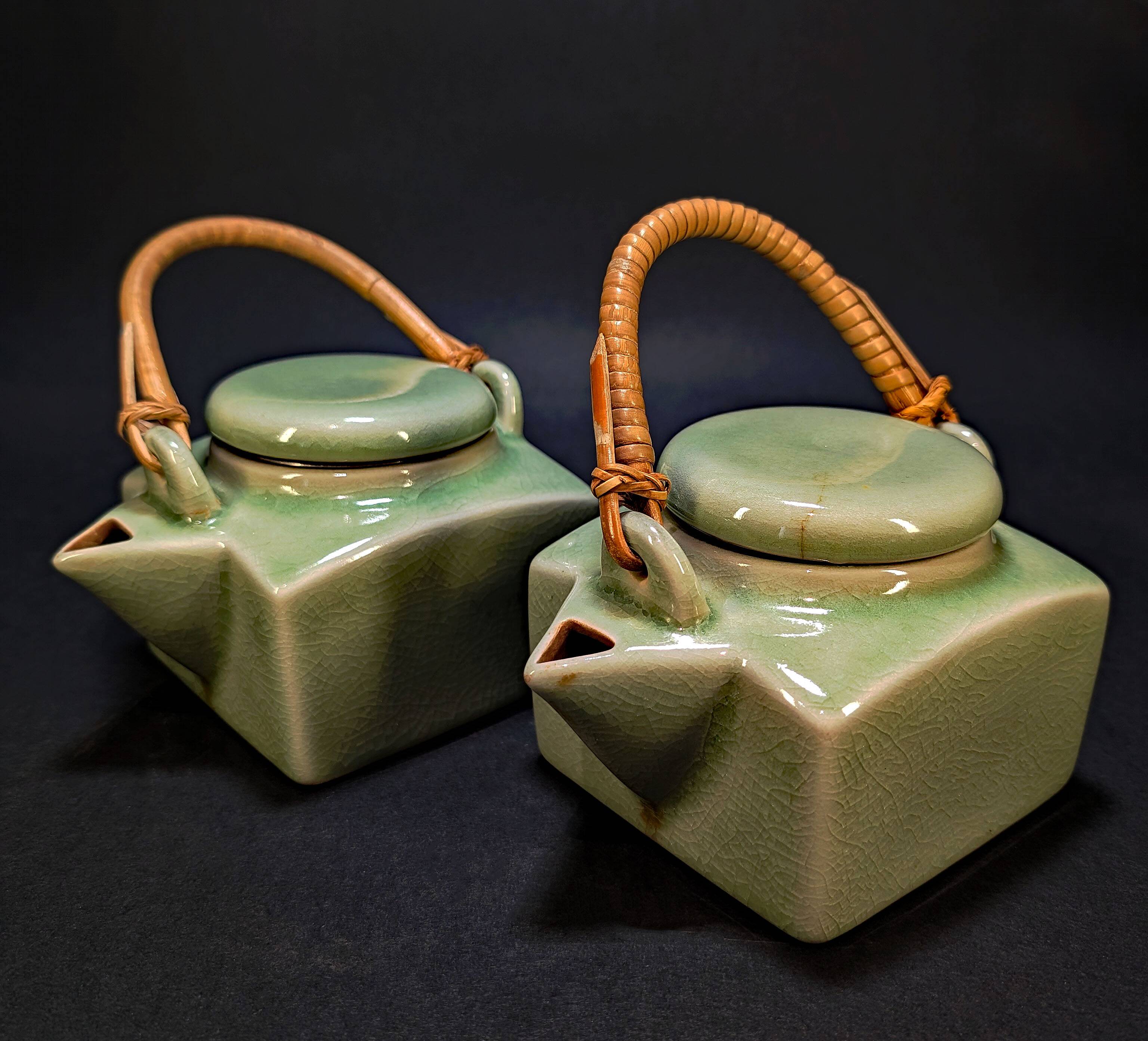 Pair of Thai celadon teapots, Chiang Mai 90s